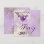 Paarse roze elegante partij kaart (Voorkant / Achterkant)