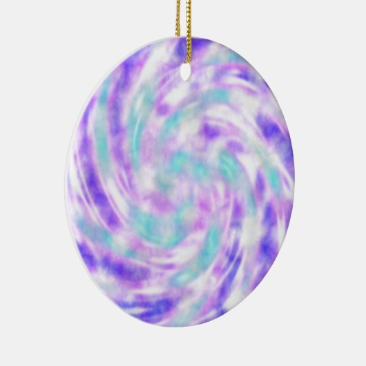 Paarse roze en Aqua Tie Dye kerstversiering Keramisch Ornament (Rechts)