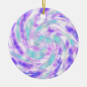 Paarse roze en Aqua Tie Dye kerstversiering Keramisch Ornament (Voorkant)