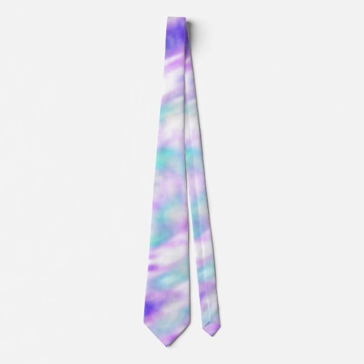 Paarse roze en Aqua Tie Dye Stropdas (Voorkant)