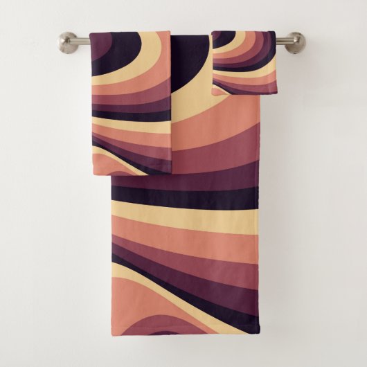 Paarse, roze en beige abstract wervelingsontwerp bad handdoek (Insitu)