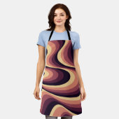Paarse, roze en beige abstract wervelingsontwerp schort (Gedragen)