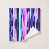 Paarse, Roze en Blauwe Abstracte Strepen Bad Handdoek (Wasdoekje)