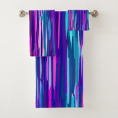 Paarse, Roze en Blauwe Abstracte Strepen Bad Handdoek (Insitu)