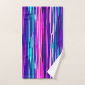 Paarse, Roze en Blauwe Abstracte Strepen Bad Handdoek (Handdoek)
