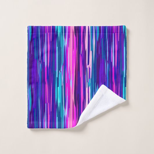 Paarse, Roze en Blauwe Abstracte Strepen Bad Handdoek (Wasdoekje)