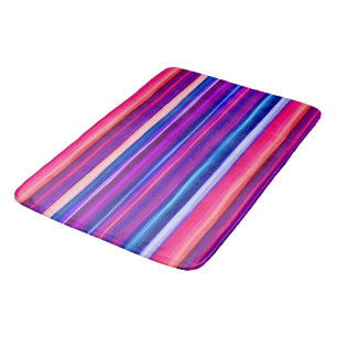 Paarse, Roze en Blauwe Abstracte Strepen Badmat