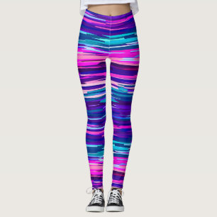 Paarse, Roze en Blauwe Abstracte Strepen Leggings