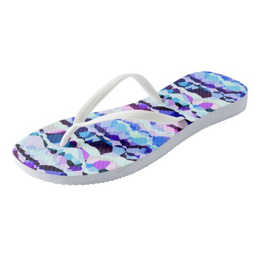 Paarse, Roze en Blauwe Abstracte Strepen Teenslippers (Schuin)