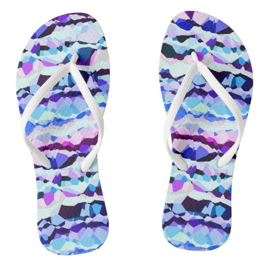 Paarse, Roze en Blauwe Abstracte Strepen Teenslippers (Voetbed)