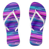 Paarse, Roze en Blauwe Abstracte Strepen Teenslippers (Voetbed)