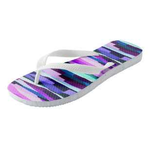 Paarse, Roze en Blauwe Abstracte Strepen Teenslippers