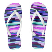 Paarse, Roze en Blauwe Abstracte Strepen Teenslippers (Voetbed)