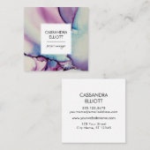 Paarse, roze en blauwe alcoholinkt Vloeibare kunst Vierkante Visitekaartje (Voorkant / Achterkant)