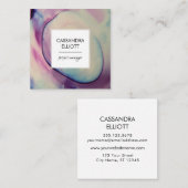 Paarse, roze en blauwe alcoholinkt Vloeibare kunst Vierkante Visitekaartje (Voorkant / Achterkant)