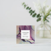 Paarse, roze en blauwe alcoholinkt Vloeibare kunst Vierkante Visitekaartje (Staand voorkant)