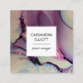 Paarse, roze en blauwe alcoholinkt Vloeibare kunst Vierkante Visitekaartje (Voorkant)