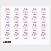 Paarse roze en blauwe bloemen verspreiden liefde ronde sticker (Vel)