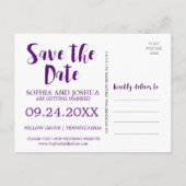 Paarse Roze en Blauwe Bloemen Weddenschap sparen d Aankondigingskaart (Achterkant)