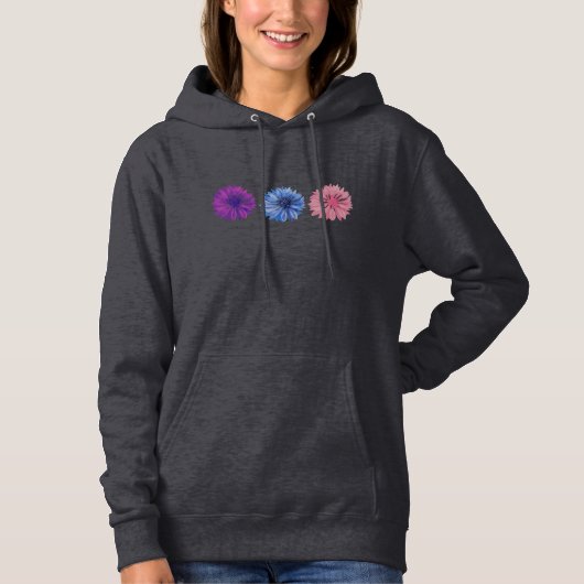 Paarse, roze en blauwe cornflower Trio Hoodie (Voorkant)