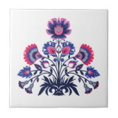 Paarse, roze en blauwe folklore wycinanki-stijl tegeltje (Voorkant)