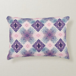 Paarse Roze en Blauwe Geometrische Waterverf Diama Accent Kussen