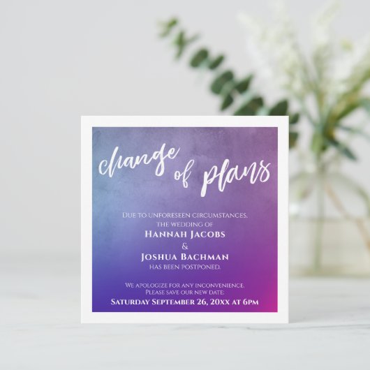 Paarse, roze en blauwe, uitgestelde Kaart voor wed (Staand voorkant)