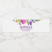 Paarse roze en blauwe Waterverf Bloed Vrijgezellen Waterfles Etiket (Enkel label)