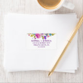 Paarse roze en blauwe Waterverf bloemen bruiloft Etiket (Insitu)