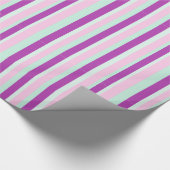 Paarse roze en Blauwgroen gestreept restanten Cadeaupapier (Hoek)
