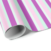 Paarse roze en Blauwgroen gestreept restanten Cadeaupapier (Rol Hoek)