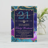 Paarse, roze en Blauwgroen goudglittergetijden Kaart (Staand voorkant)