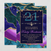 Paarse, roze en Blauwgroen goudglittergetijden Kaart (Voorkant / Achterkant)