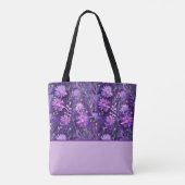 Paarse Roze en Gele Daisy Bloemen, Kleurenblok Tote Bag (Achterkant)