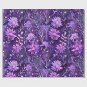 Paarse Roze en Gele Daisy Bloempatroon Cadeaupapier (Vlak)