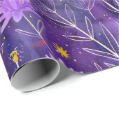 Paarse Roze en Gele Daisy Bloempatroon Cadeaupapier (Rol Hoek)