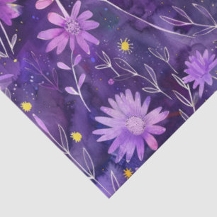 Paarse Roze en Gele Daisy Bloempatroon Tissuepapier