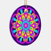Paarse, roze en gele Tie Dye Keramisch Ornament (Rechts)