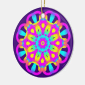 Paarse, roze en gele Tie Dye Keramisch Ornament (Links)