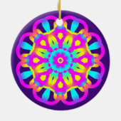 Paarse, roze en gele Tie Dye Keramisch Ornament (Achterkant)