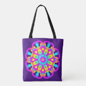 Paarse, roze en gele Tie Dye Tote Bag (Achterkant)