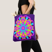 Paarse, roze en gele Tie Dye Tote Bag (Dichtbij)
