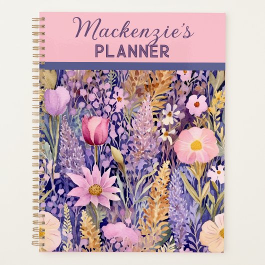 Paarse, roze en gele Wildflower Gardens Planner (Voorkant)