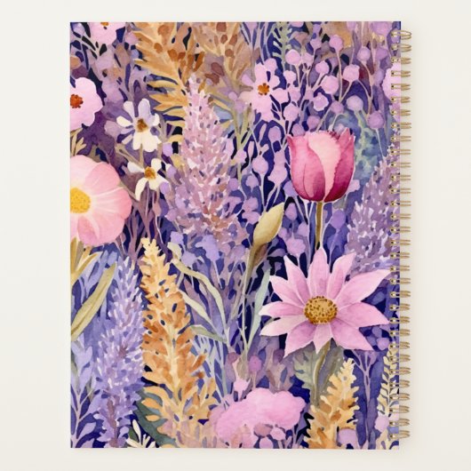 Paarse, roze en gele Wildflower Gardens Planner (Achterkant)