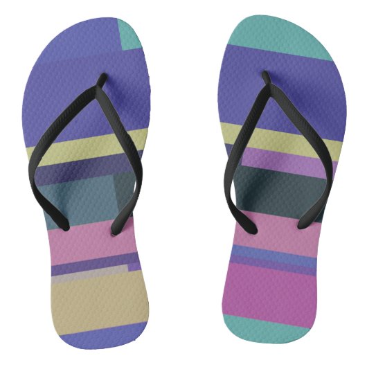 Paarse, roze en grijze Abstracte strepen Teenslippers (Voetbed)