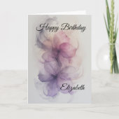 Paarse, roze en grijze bloemendesign kaart (Voorkant)