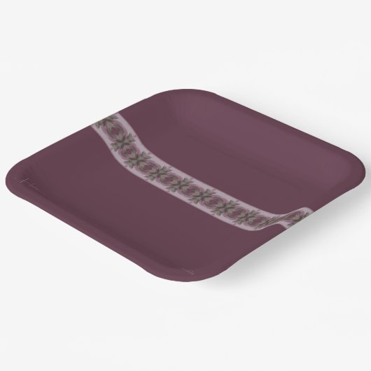 Paarse roze en groene vierkant papieren bordje (Gebogen)