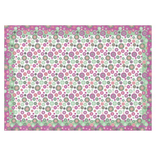 Paarse roze en groene wintersneeuwvlokken tafelkleed (Voorkant (Horizontaal))