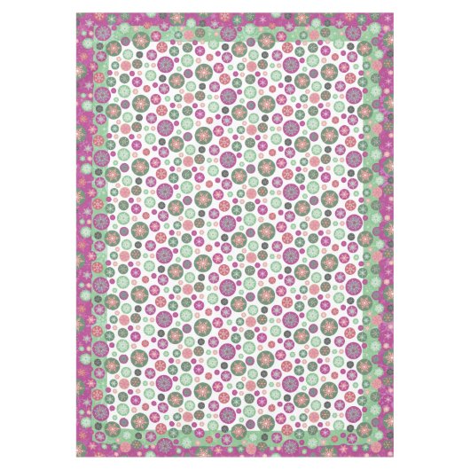Paarse roze en groene wintersneeuwvlokken tafelkleed (Voorkant)