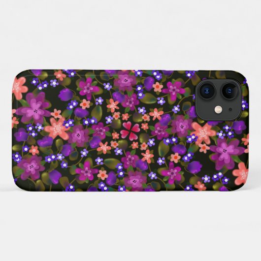 Paarse, roze en koraalgekleurde bloemen Case-Mate iPhone case (Achterkant (horizontaal))